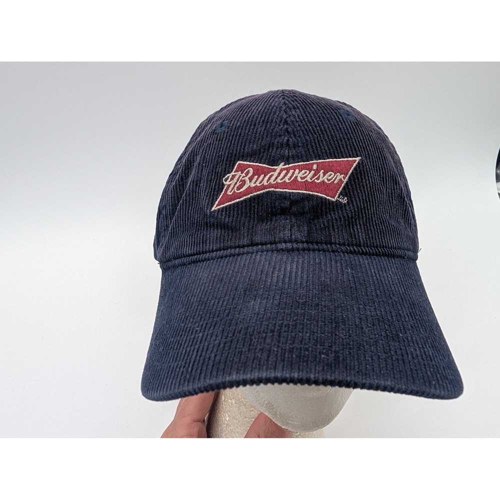 Budweiser Navy Blue Corduroy Adjustable Strapback Hat H3 Headwear BA26673BUDU